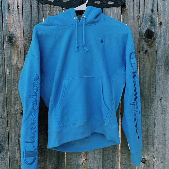 champion & uo satin script hoodie sweatshirt